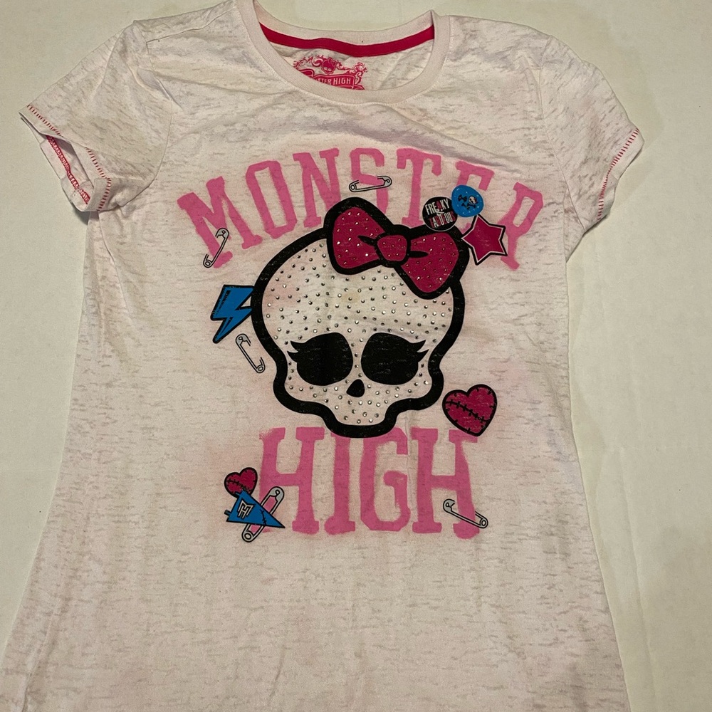 Monster High Pink and White Short Sleeve Tee